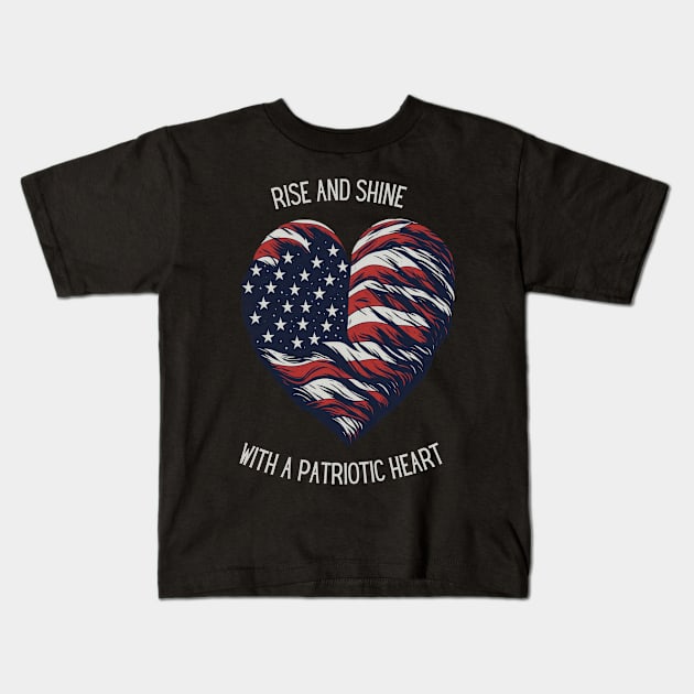 Patriotic Heart Kids T-Shirt by Yolanda.Kafatos